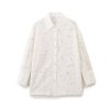 Collar hollowed out embroidered loose shirt for women