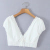 Fashion lace V-neck chest lace up top for women
