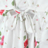 Fashionable rose print lace patchwork neck top for women