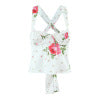 Fashionable rose print lace patchwork neck top for women
