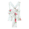 Fashionable rose print lace patchwork neck top for women